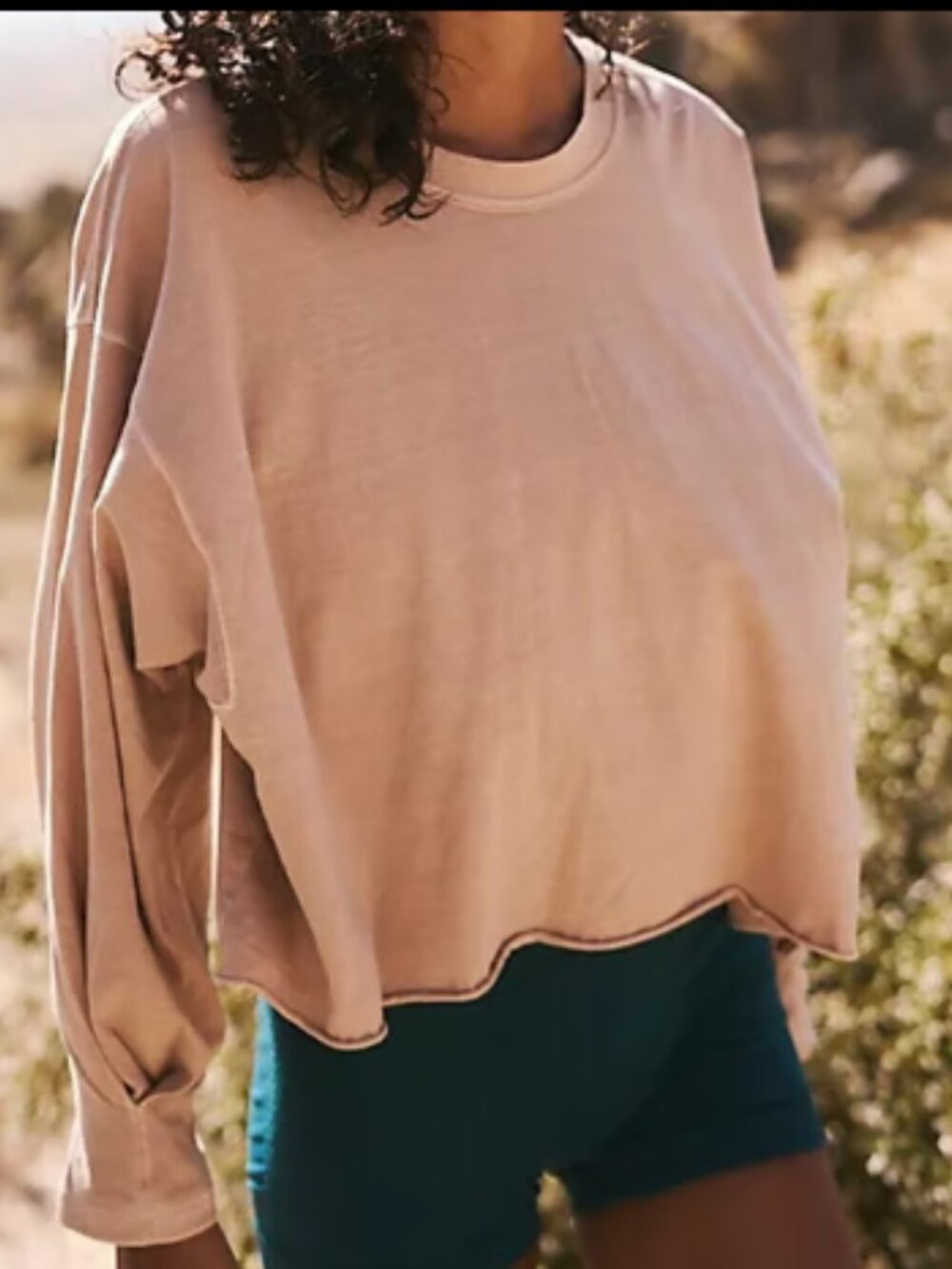 FREE PEOPLE FP MOVEMENT INSPIRE LAYER TOP TEE LONG SLEEVE CORAL PEACH $50 L - Picture 8 of 13